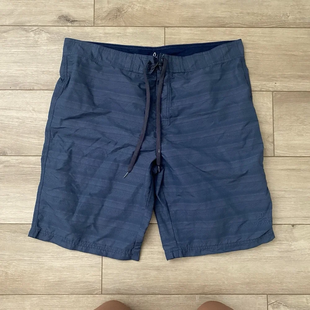 Prana Swim Shorts Men's 38 Navy Blue Board Shorts Beach Surf Swimming Pool Large